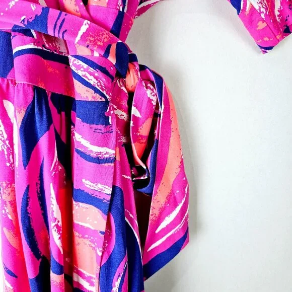 Lilly Pulitzer Amoritta Wrap Dress in Bomber Blue Plume, Bright Colors, Size S - Picture 6 of 10